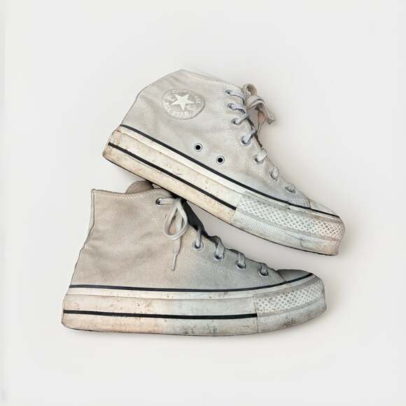 Converse Shoes - Converse Chuck Taylor High Top White Suede Platform Sneakers Stompers Grunge W 8